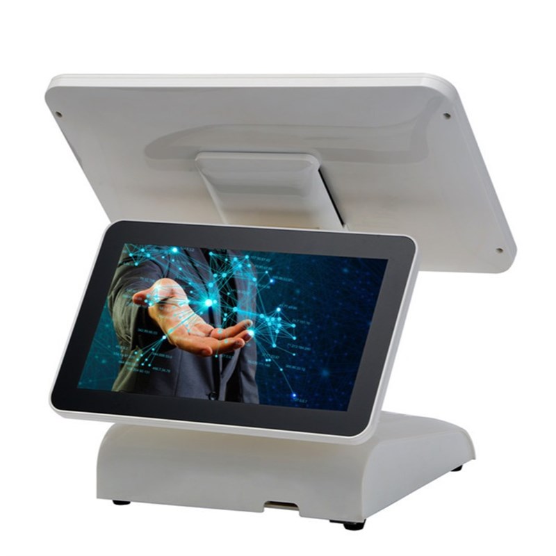 智能cash register超A市餐饮服装奶茶双屏触摸POS收银机