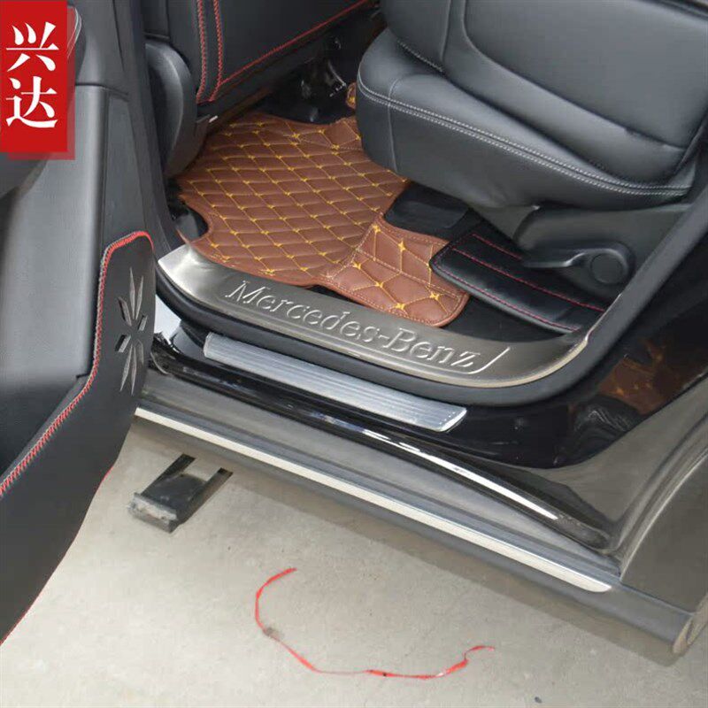适用于2013-19款梅赛德斯奔v驰GL/GLS不锈钢迎宾踏板 BENZ内门槛