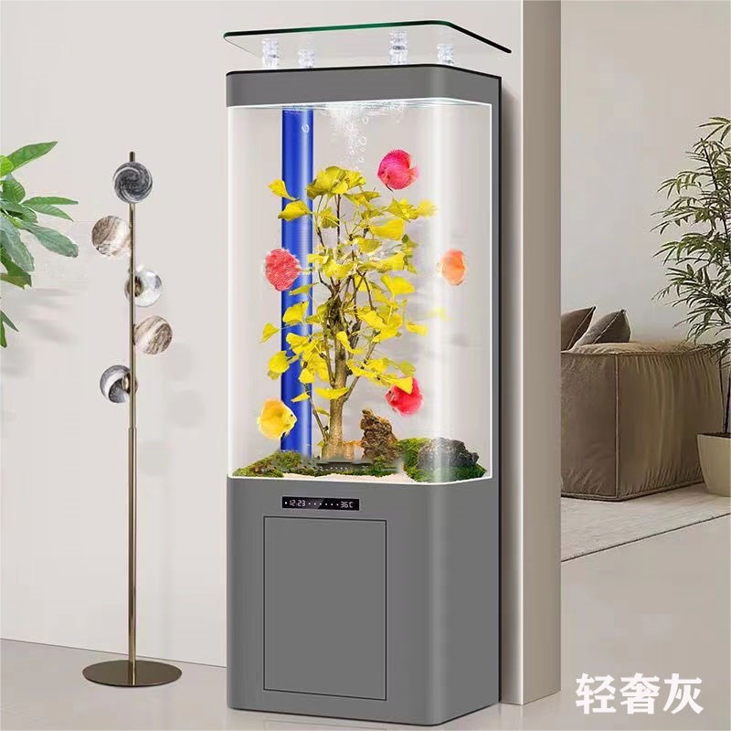 底滤鱼缸2024新款客厅小型家用一体成型智能P水族箱生态立式金鱼