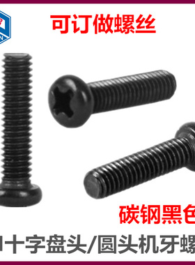 M1 M1.2g M1.4十字圆头机牙螺丝镀镍 黑色PM十字小盘头螺钉GB818