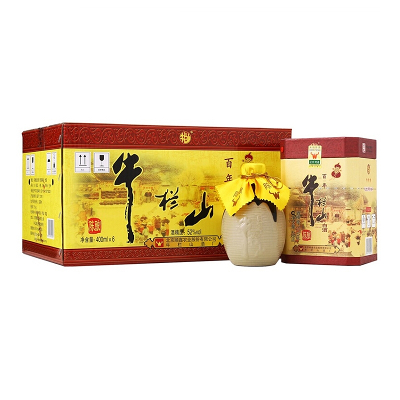 百年牛栏山52度36度三牛北京浓香型白酒400毫升*6瓶送礼盒装
