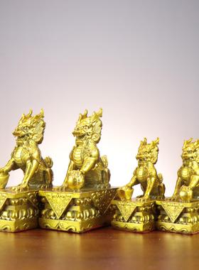 爆款铜送宝麒麟采宝麒麟一对家居书房客厅装饰铜摆件铜麒麟