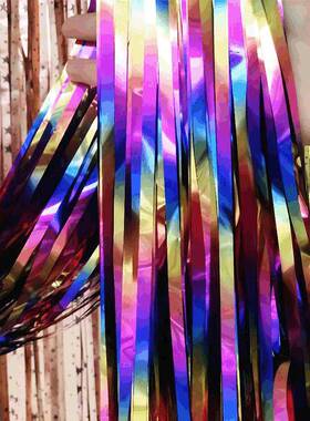 爆款厂家销售炫彩多色雨丝帘生日派对背景墙装饰用品雨丝门帘流苏