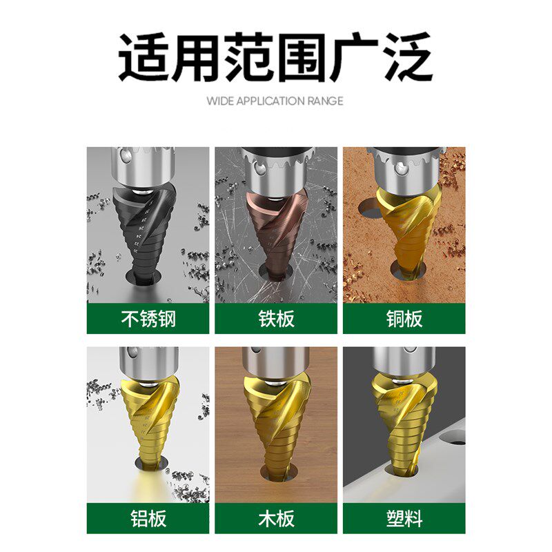 热销锯齿宝塔钻头套装万能打孔开孔器扩孔木工神器V金属木板不锈