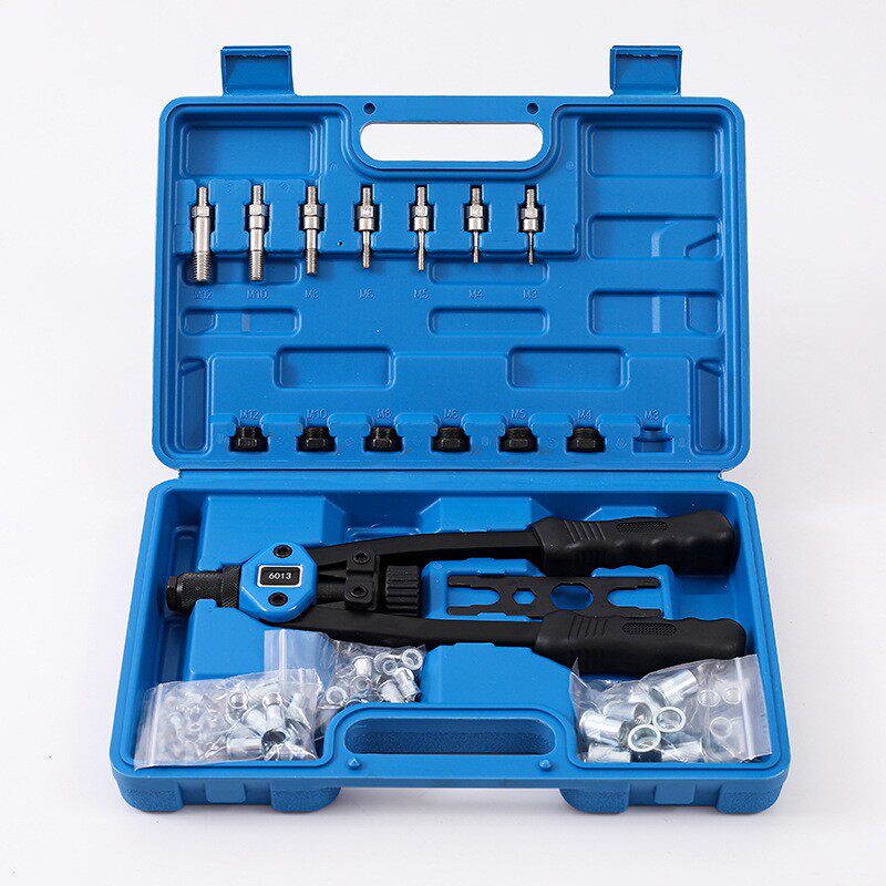 110pc手动铆钉机/铆钉枪螺母工具M3-M8螺纹螺母铆钉机铆钉套件