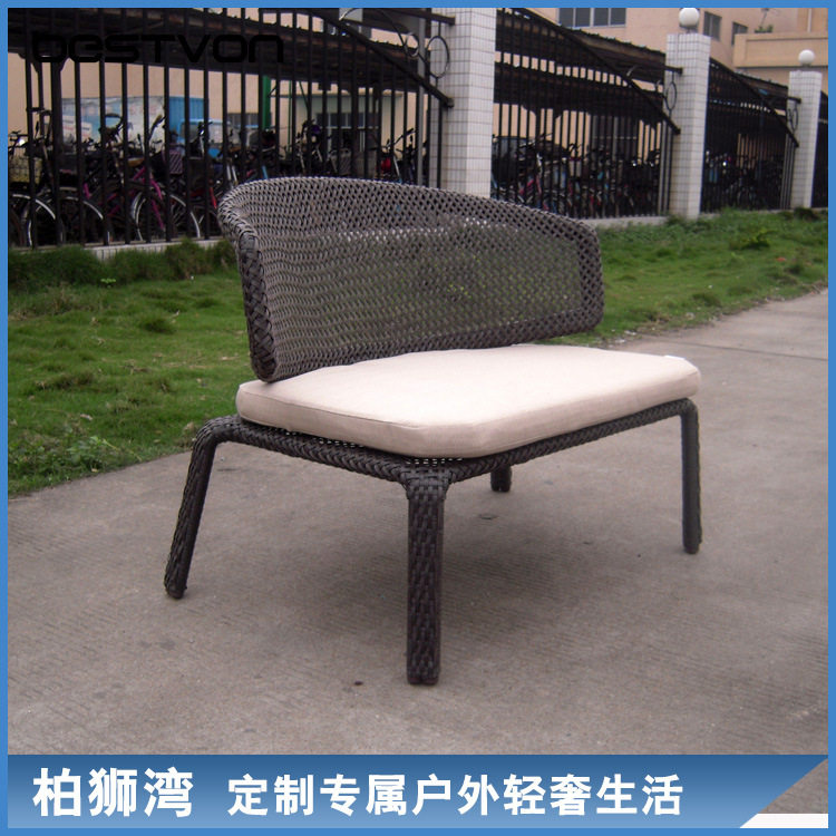 厂家美式躺床 时尚户外休闲家具 美式藤编沙滩椅躺椅脚踏新款