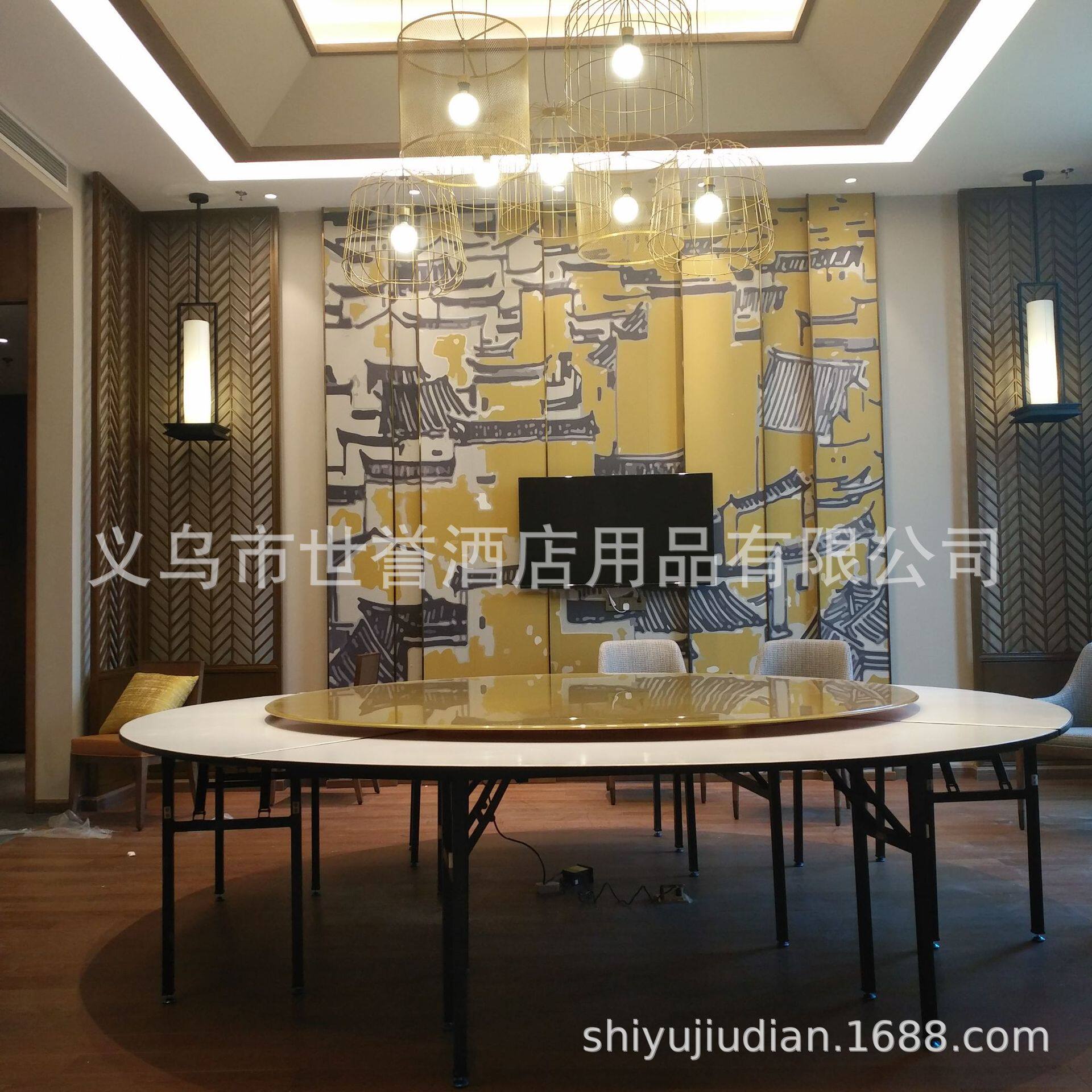 济南海鲜餐厅豪华包厢电动餐桌直销 度假酒店简易折叠电动餐桌
