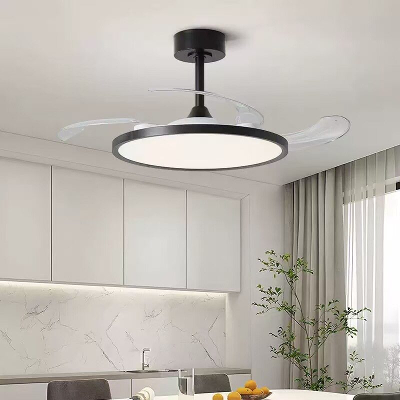 隐形风扇灯餐厅客厅led智能吊扇灯现代简约2025新款奶油灯具超薄
