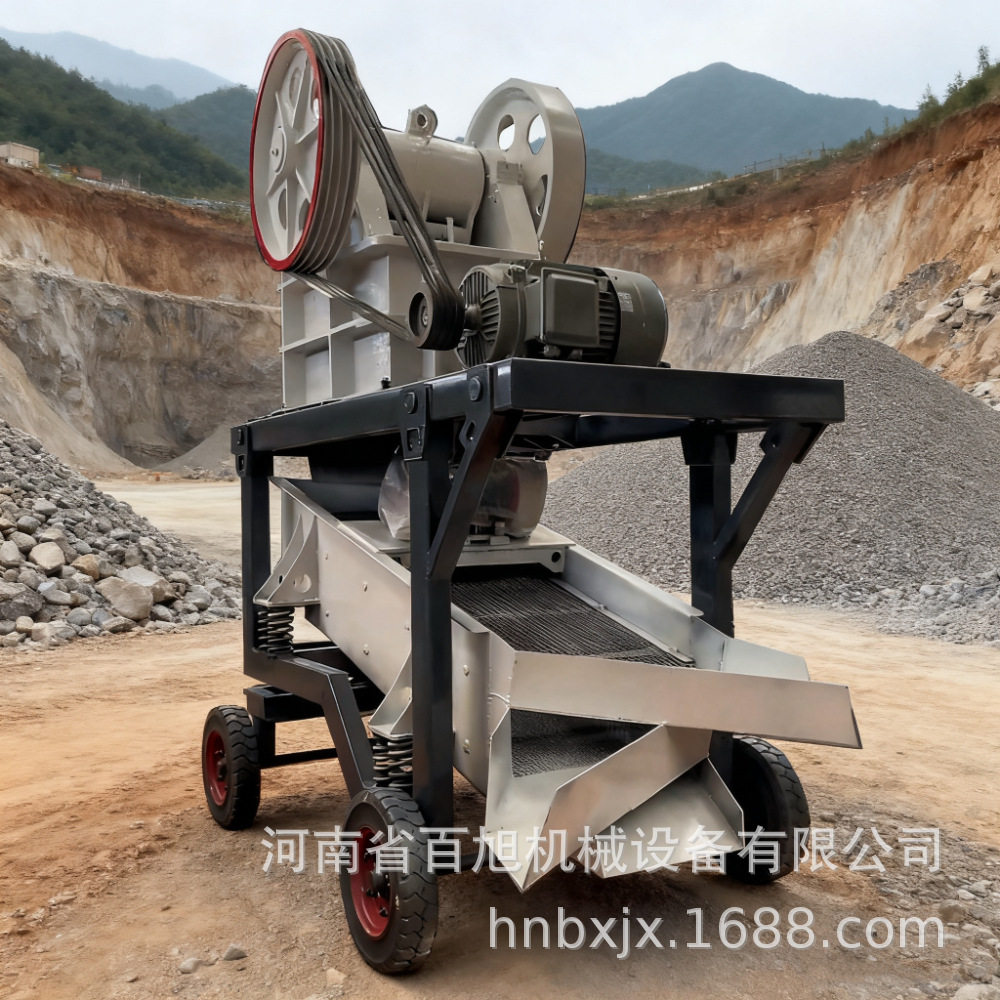 矿山破碎筛分专用设备柴油机动力PE200*300颚式破碎机振动筛图片