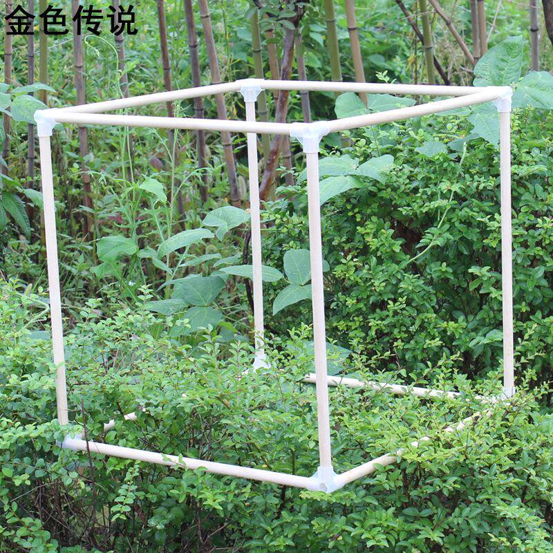 50X50X50cm圆木框架diy手工架子中小学生木屋正方体木架 创意模型