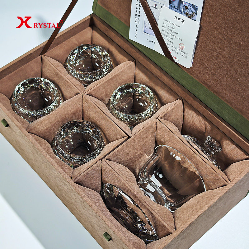 潘大师亲笔签名三才+四杯茶杯】顶奢极简耐热水晶茶道手工透明