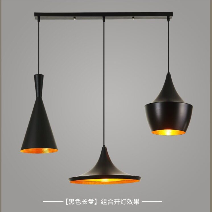 现代时尚简约创意黑色乐器艺术复古铝材吊灯吧台灯酒吧三头餐吊