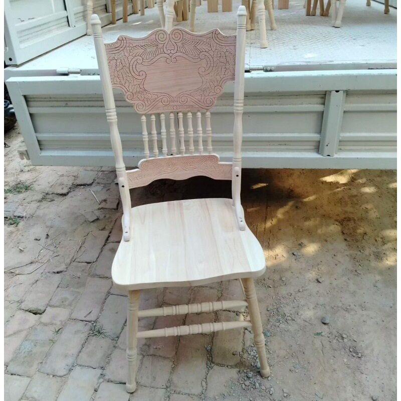 法式实木温莎椅美式复古椅中古雕花餐椅餐厅朱雀椅家用靠背椅子