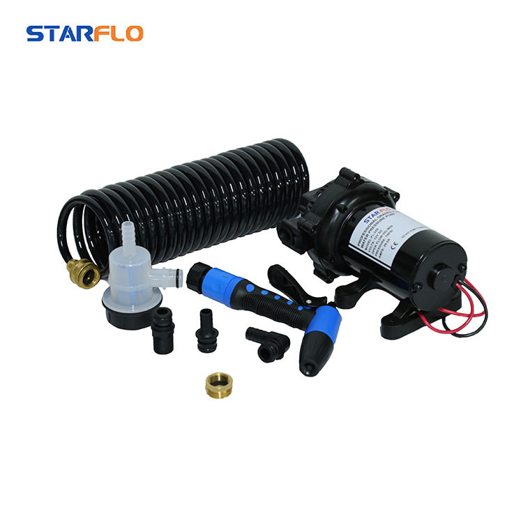 热销款高压冲洗车泵套装12V24V直流电动游艇船舶甲板隔膜抽水泵12