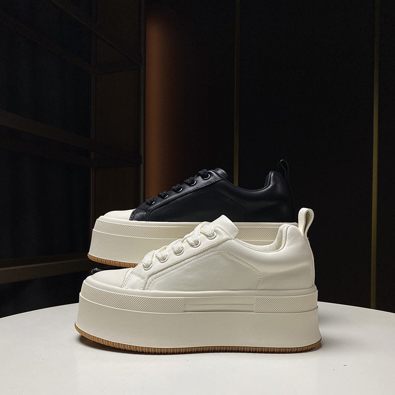 真皮板鞋厚底小白鞋女休闲运动鞋