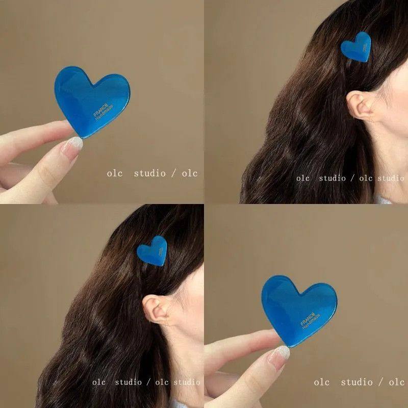 克莱因蓝ins风爱心碎发夹