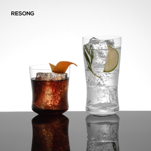 RESONG日诵家居 1833水晶玻璃水杯 手工杯简约超薄直身杯冷饮杯