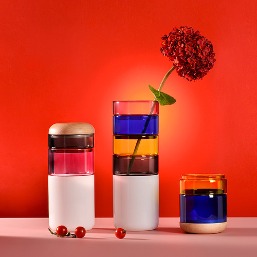 撞色设计可自由堆叠组合 高透玻璃 天然优质