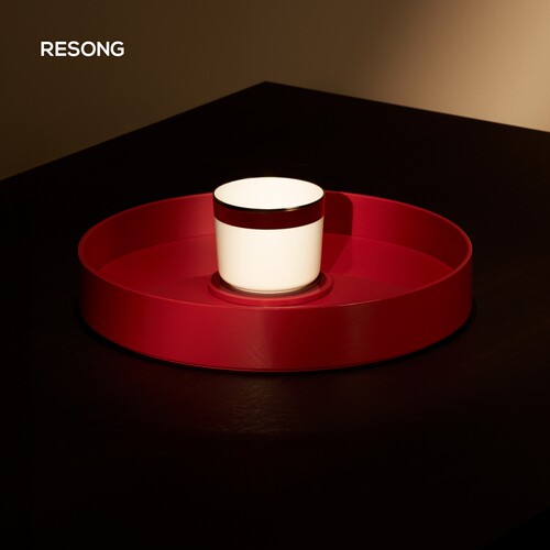 RESONG日诵家居 欧普圆托盘 红色漆器结婚喜庆装饰糖果托盘中式