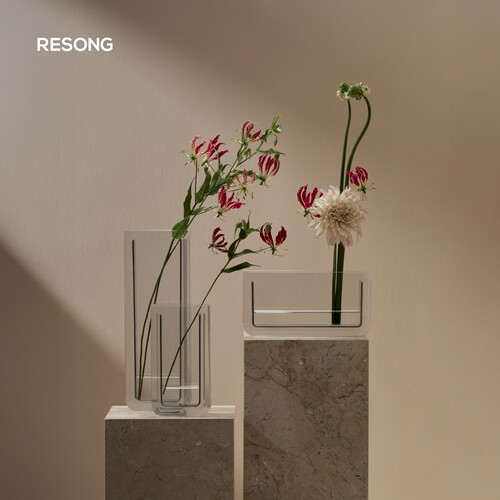 RESONG日诵 清影花器 透明玻璃花瓶 桌面摆件 水培鲜花客厅装饰品
