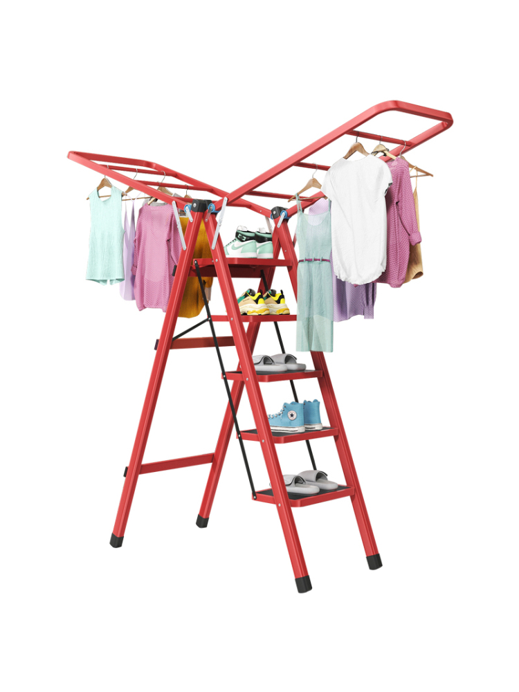 干焱翼型梯子晾衣架两用三四五步踏板折叠梯免安装全能家用两用梯