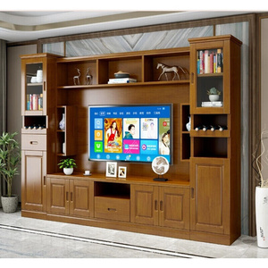 家巴适实木电视柜组合墙柜中式客厅多功能储物背景柜组装影视柜长