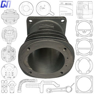 空压机机头配件气缸0.9电动气泵泵头三缸筒工业90活塞空气压缩机