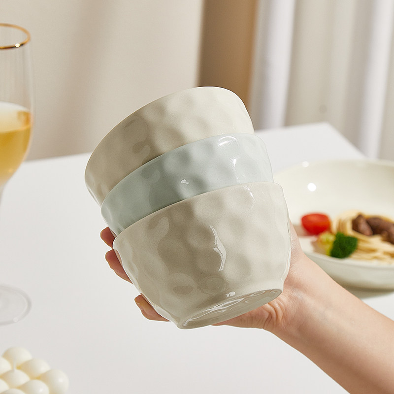 景德镇奶油风陶瓷碗家用吃饭碗高颜值汤碗面碗ins风餐具碗具套组