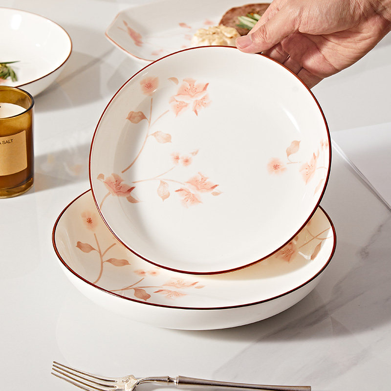 釉下彩碗盘餐具特别好看的陶瓷米饭碗家用2025新款菜盘子,餐饮具,碟,淘宝优惠券,粉丝福利购,淘宝优惠卷