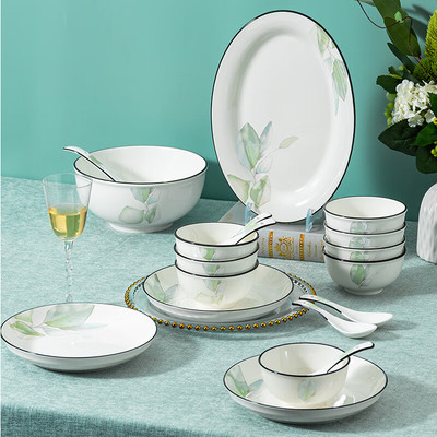 景德镇碗盘餐具健康饭碗陶瓷餐具整套盘子家用餐具微波炉适用防烫