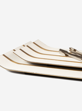 意式轻奢金属编织皮质托盘客厅餐厅D样板房玄关茶几收纳装饰品摆