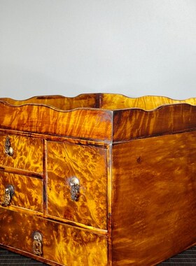 古玩杂项旧藏古董金丝楠木满花纹G鬼脸纹独层抽屉柜摆件收藏