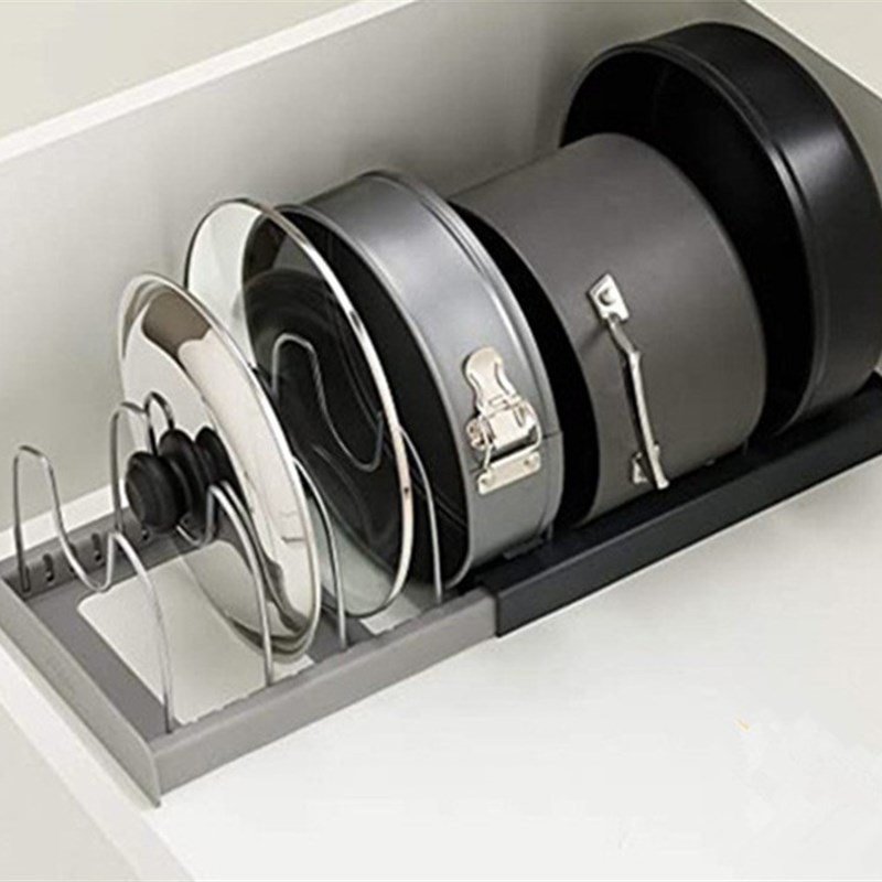 魔尚家居新款可伸缩不锈钢锅架厨房抽屉置物架砧板菜X板锅盖收纳