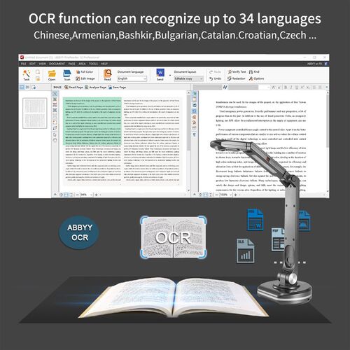 USB 2-in-1 Djocument Camera & Book Scanner Webcam with Auto