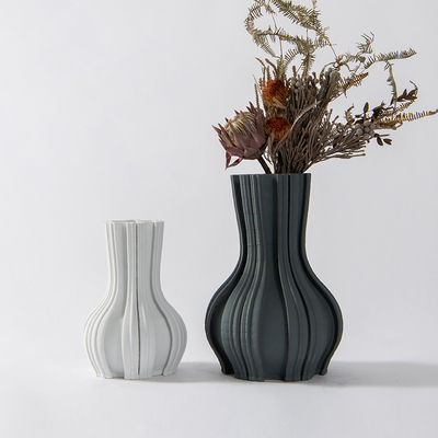 Rzone 极简凹凸肌理s陶瓷花器样板间玄关摆件黑白色花瓶软装艺术