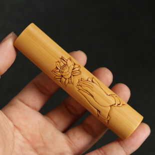 竹制把件东阳名j家邱书文本工高密度实心竹手把件文玩收藏把件竹
