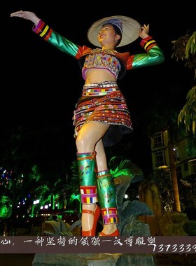 玻璃钢仿彩绘少数民族雕塑民俗民风小品雕像定制大型田.园工艺摆