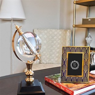 家居工艺装 饰品样板房间s水晶球地球仪摆件书房客厅创意摆设新古