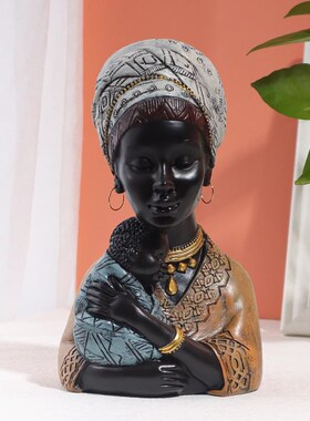 摆件客厅装饰工艺品n非洲黑人家居树脂创意酒柜复古风格风情泰国