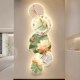 轻奢现代入户玄关l装 饰画九鱼图带钟表高档挂画走廊过道荷花壁灯