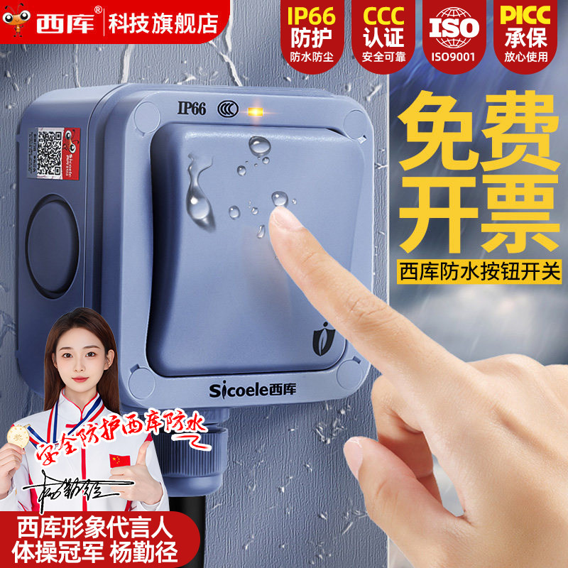 户外防水开关单开双控明装室外防雨按钮盒双开一开大功率路灯220v