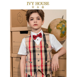 新款 男童夏季 格纹马甲儿童背心校园学院风 HOUSE常春藤儿童装 IVY