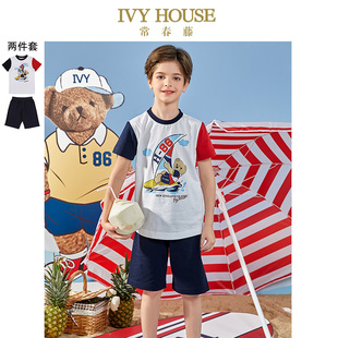 HOUSE常春藤儿童装 T恤短裤 男童套装 短袖 两件套纯棉透气 夏新款 IVY