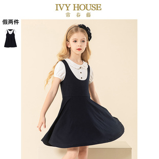 短袖 IVY 新款 女童夏季 连衣裙假两件洋气公主裙 HOUSE常春藤儿童装