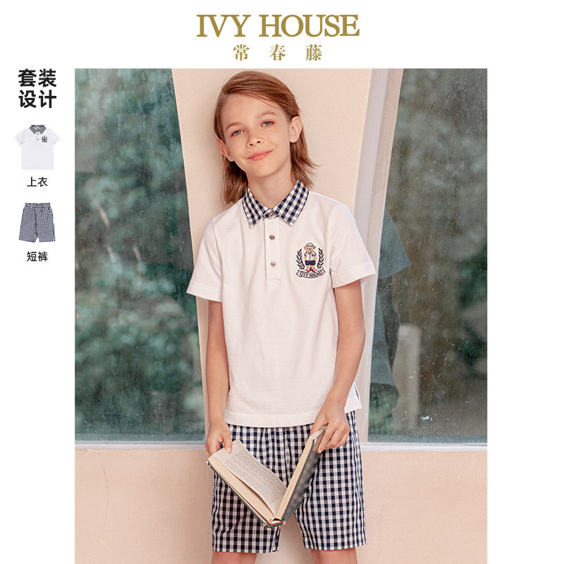 IVY HOUSE常春藤儿童装男童套装夏季新款短袖T恤裤子短裤休闲运动