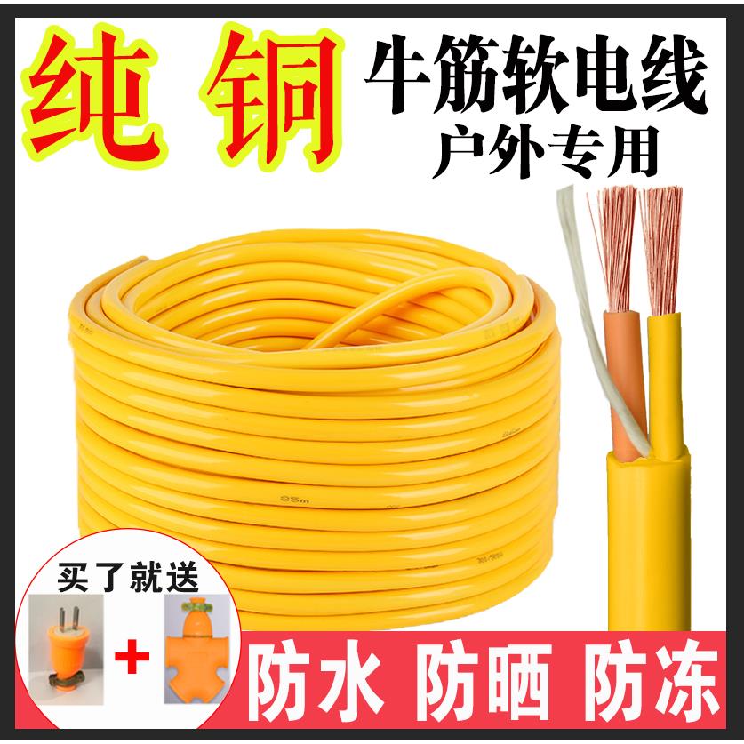 户外纯铜电缆线2芯3芯家用电线2.5 1.5平方4护套线插头电源线延长