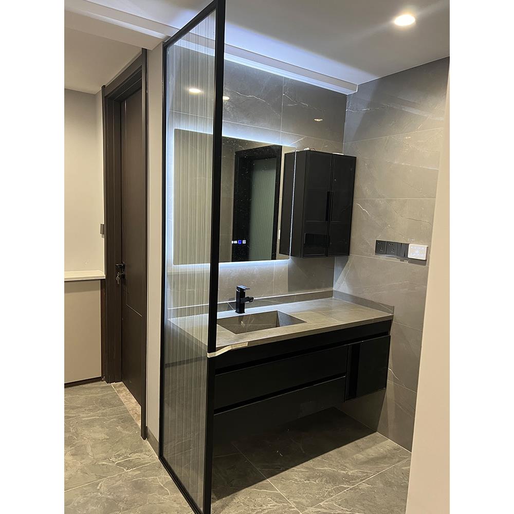 客厅玄关屏风隔断钢化艺术双层夹胶夹绢玻璃夹丝玻璃极窄边框定制