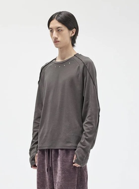 OLIX 机能户外秋冬季内搭上衣高级感宽松纯色打底衫男长袖T恤潮牌