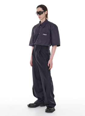 FOLIX机能户外衬衫男宽松夏季ins港风情侣小众中袖翻领衬衣外套