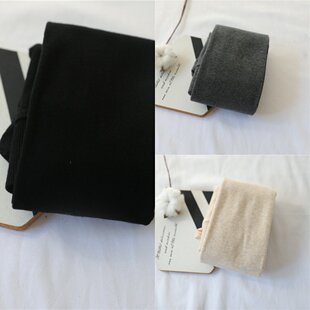 袋装季棉竖条纹打底裤燕麦白色浅色奶杏咖日系加绒加厚连裤袜裤女